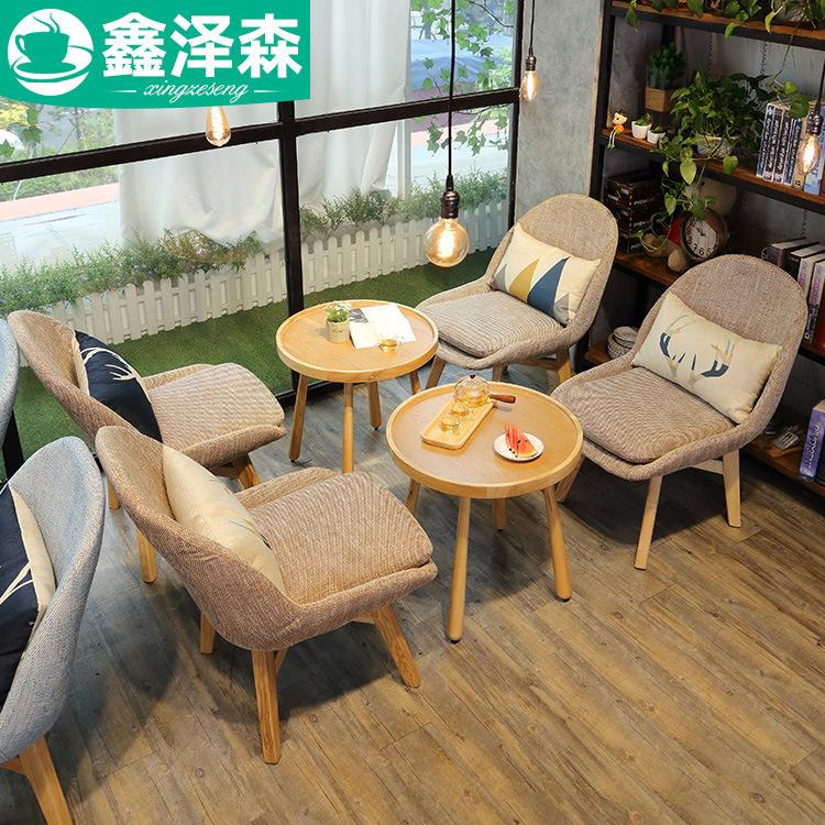 咖啡厅沙发甜品店奶茶店沙发桌椅组合书吧休闲休息区洽谈双人沙发