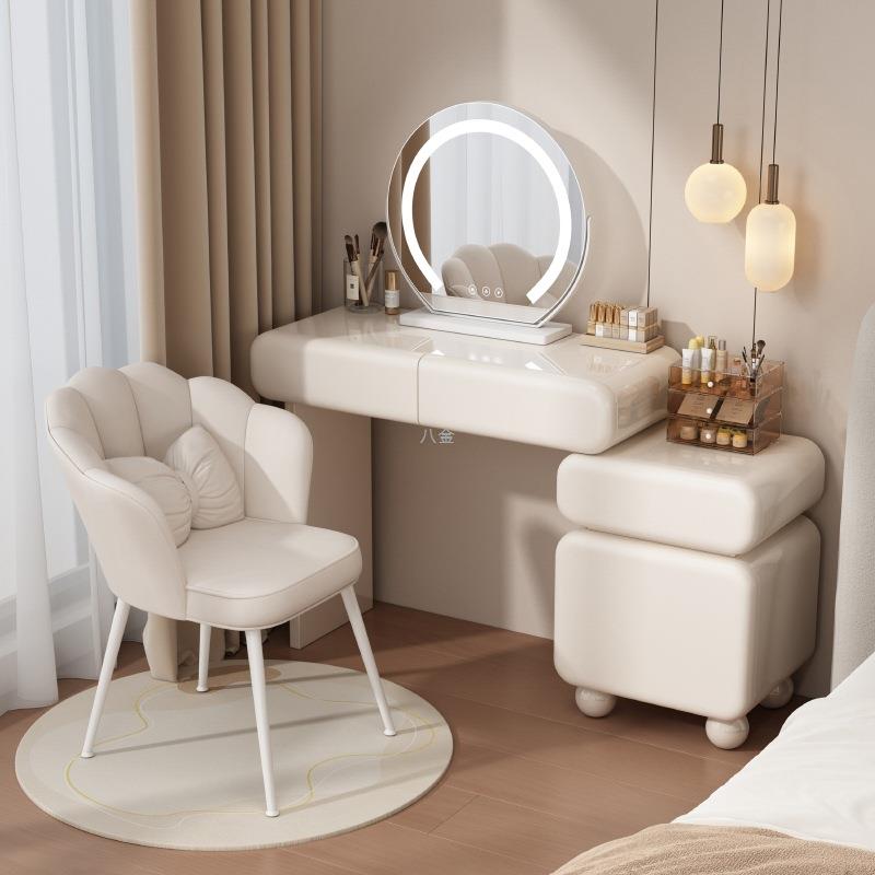 现代简约烤漆全实木梳妆台小户型化妆桌卧室斗柜一体收纳柜化妆台