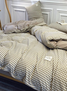 北欧格子风被套单件180x220cm宿舍单人被罩1.5m米被单150x200x230