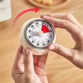 厨房计时器机械家用磁吸不锈钢定时器煮饭倒计时间管理可视化闹钟