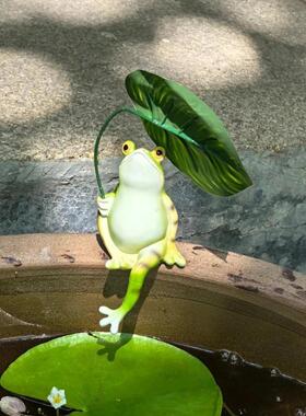 乘凉青蛙花园撑伞钓鱼摆件车载庭院手工艺品摆件造景装饰躺椅青蛙