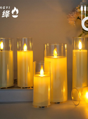 可充电遥控led电子蜡烛灯仿真石蜡餐厅装饰SPA馆酒店音乐会氛围灯