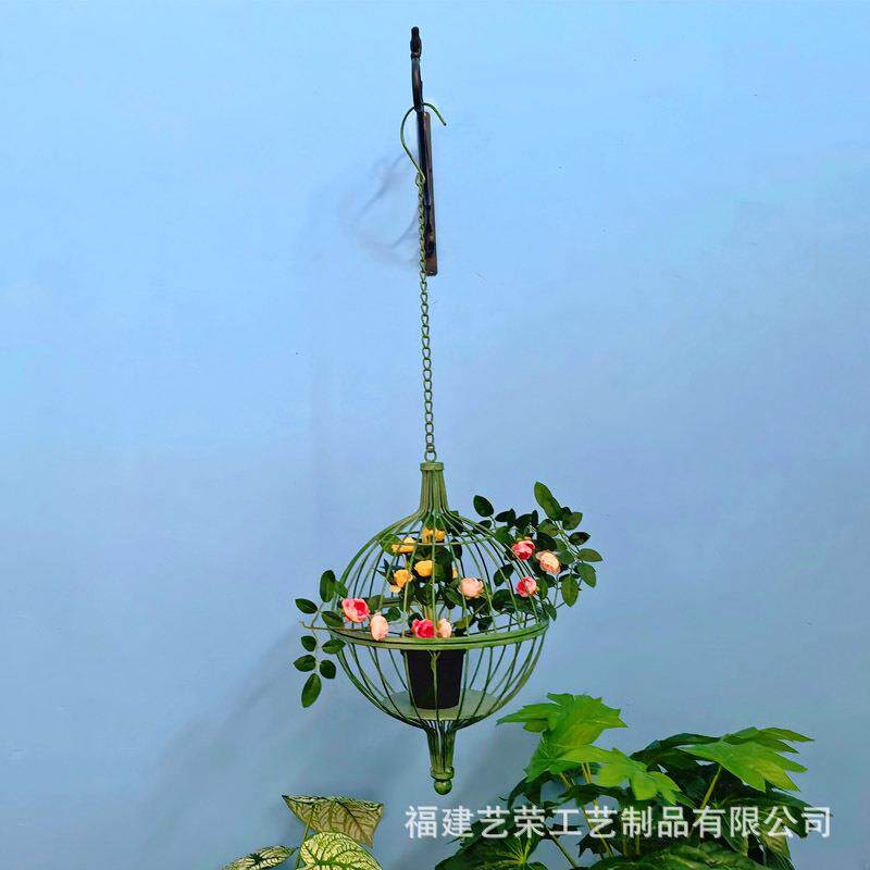 欧式铁艺吊篮悬空花盆户外花园装饰专用绿萝月季兰收纳花架子庭院
