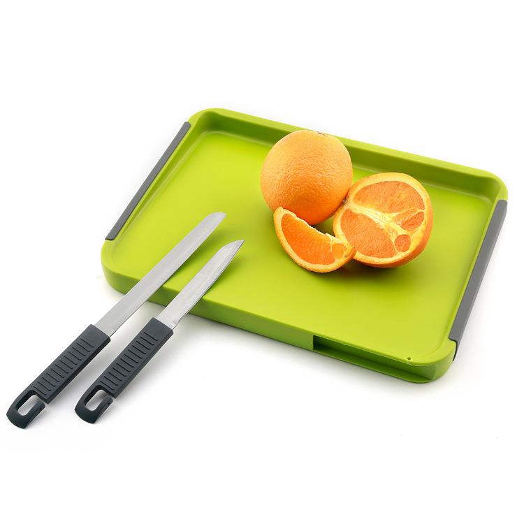 厨房双面使用带长短不锈钢双刀切水果盘食品级PP砧板塑料菜板