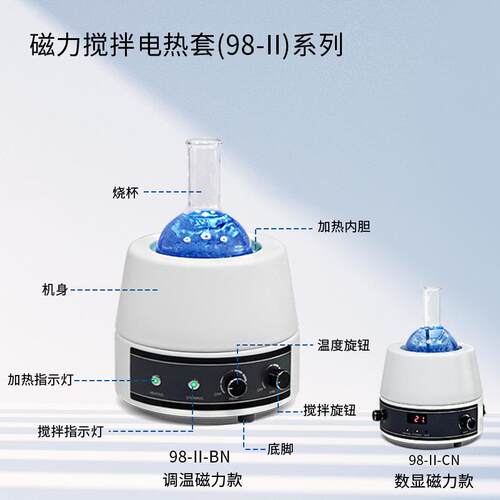 磁力恒温电热套98-II-BN数显磁力搅拌98-11-CN实验室电热套