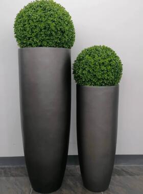 银灰色圆形落地大花瓶简约现代家居样板间软装饰品花器摆件