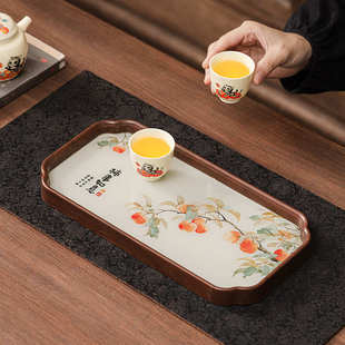 故宫轻奢吸水茶盘家用现代干泡台小型储水茶台功夫茶具小托盘壶承