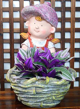 货工源卡通小小孩花盆花盆多肉植物盆栽制作花庭院孩园艺园装饰品