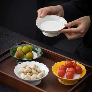鼎舜高足花瓣陶瓷茶点盘干泡壶承高脚家用点心盘围炉煮茶干果托盘