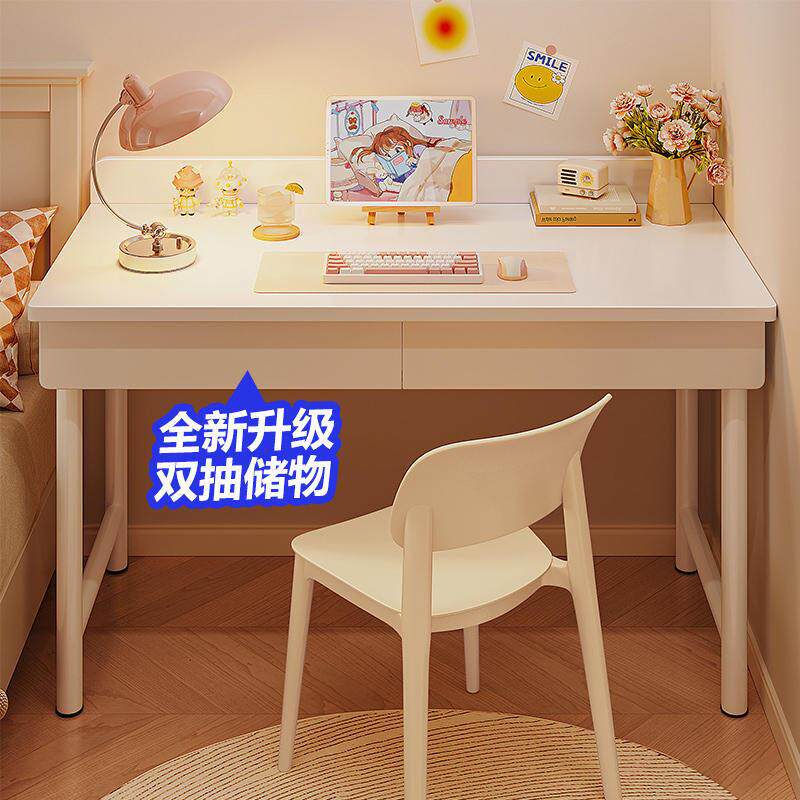 桌子卧室带抽屉书桌学生化妆学习桌出租屋公电脑桌收纳小户型