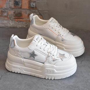 7cm增高显腿长休闲百搭板鞋 香港I.Tgreg松糕厚底小白鞋 女2025秋季