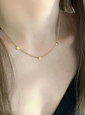 简约百搭爱心串珠钛钢项链项链