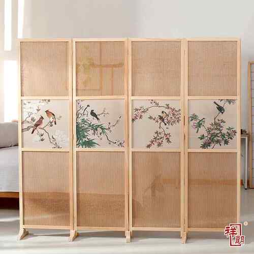 正品半透木布艺屏风玄隔断折屏座屏关客餐厅书厅房酒店宾馆屏风帘
