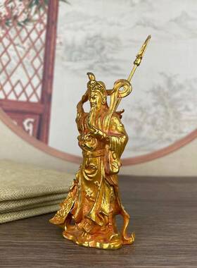 新款直销仿古武财神黄铜关公鎏金神像关羽铜像供奉摆件关二爷客厅
