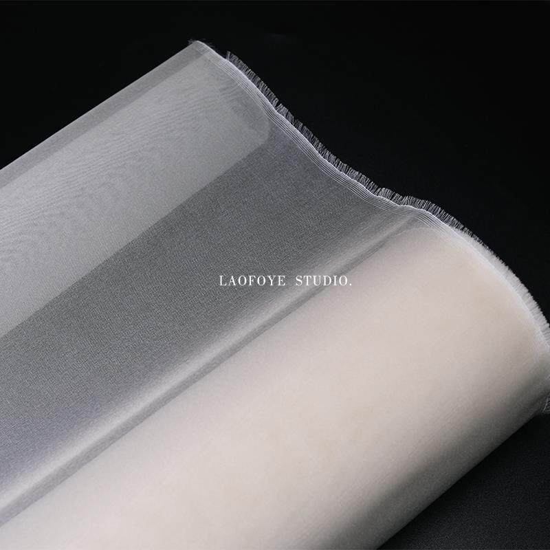 法式刺绣面料 luneville底布 日本进口欧根纱透明硬纱网布 半米价