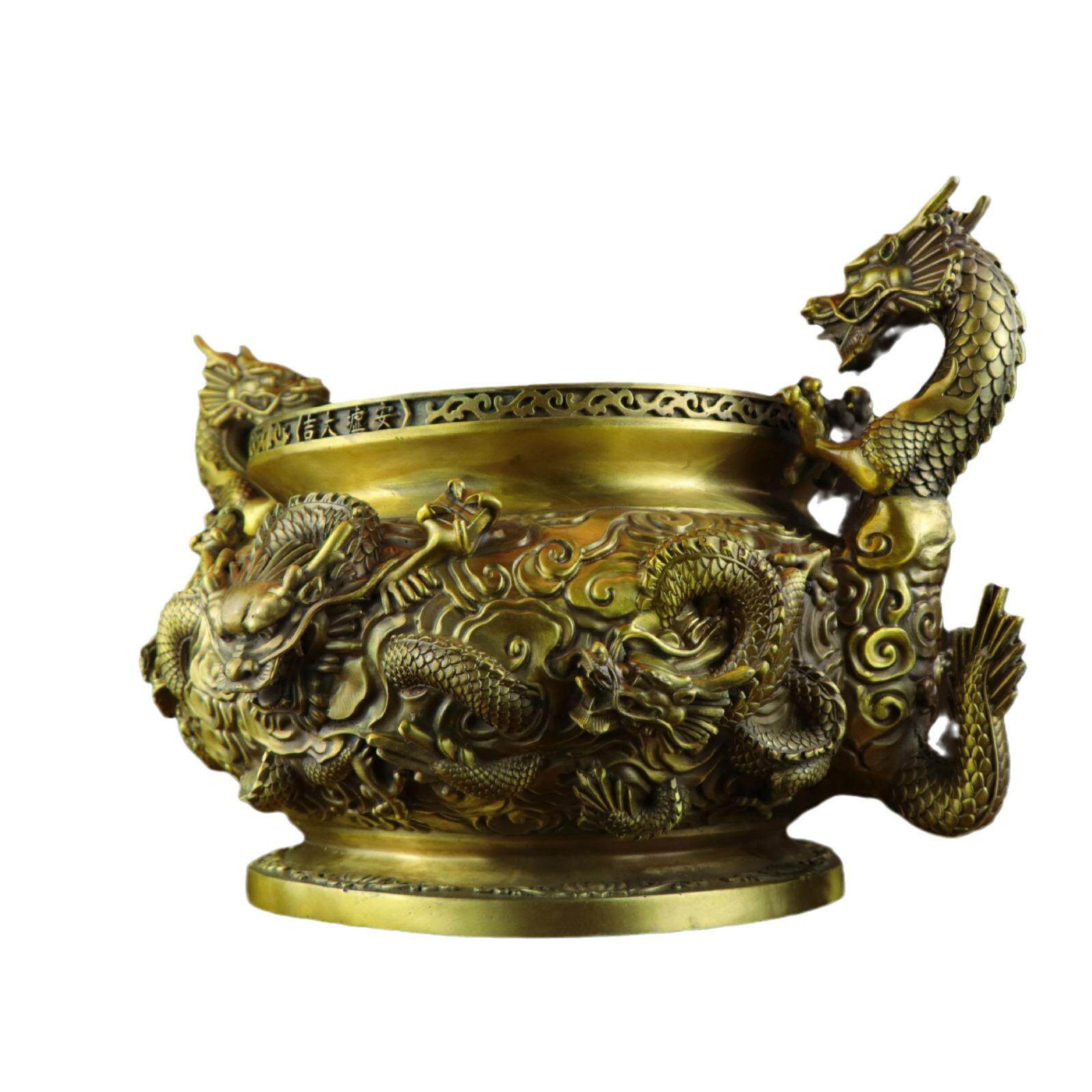 铜香炉铜家用龙戏珠祠堂特大号寺院供奉双龙香炉佛具九龙炉龙炉