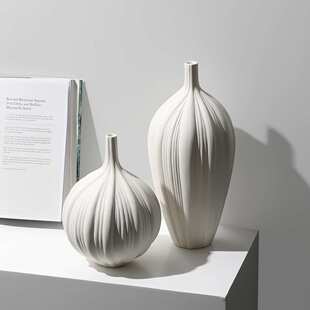 新中式白色素烧陶瓷花瓶细口客厅干花插花家居装饰品摆件轻奢高级