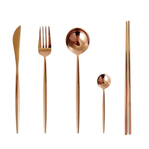 Luxury Rose Gold Cutlery Stainless Steel Dining Utensils