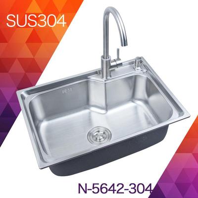 韩式港湾单槽一体拉伸304不锈钢拉丝厨房水槽单槽5642洗碗池