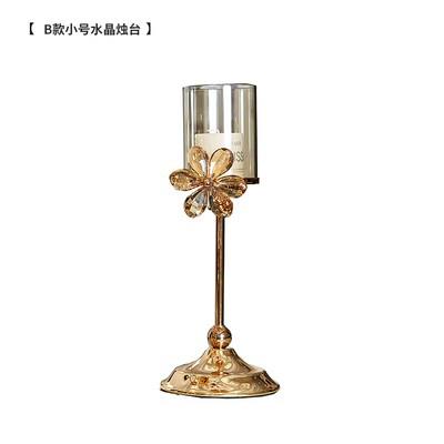 正品欧式毛容器水晶烛台家用餐桌烛光餐北欧水晶浪羽漫饰装蜡烛摆