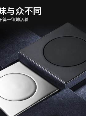 黑色不锈钢弹跳地漏 方形弹跳式防臭地漏 淋浴防溢水浴缸脚踏式