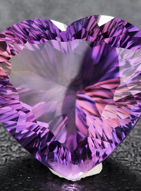 亏本捡漏价 35.1克拉心形紫黄晶裸石戒面切工火彩好 支持私人定制