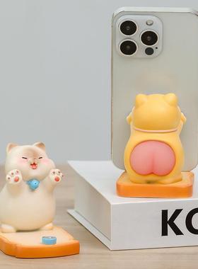 2024小猪手机支架桌面摆件办公室工位装饰网红可爱猪懒人追剧神器