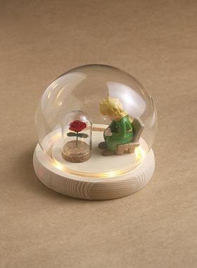 小王子的玫瑰花玻璃罩摆件婴儿脐带胎发保存盒纪念品女生生日礼物