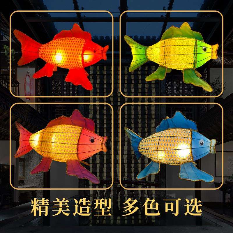 网红锦鲤鱼灯金饰鱼外防水发光花灯商场景区装商业灯街户鱼灯创意