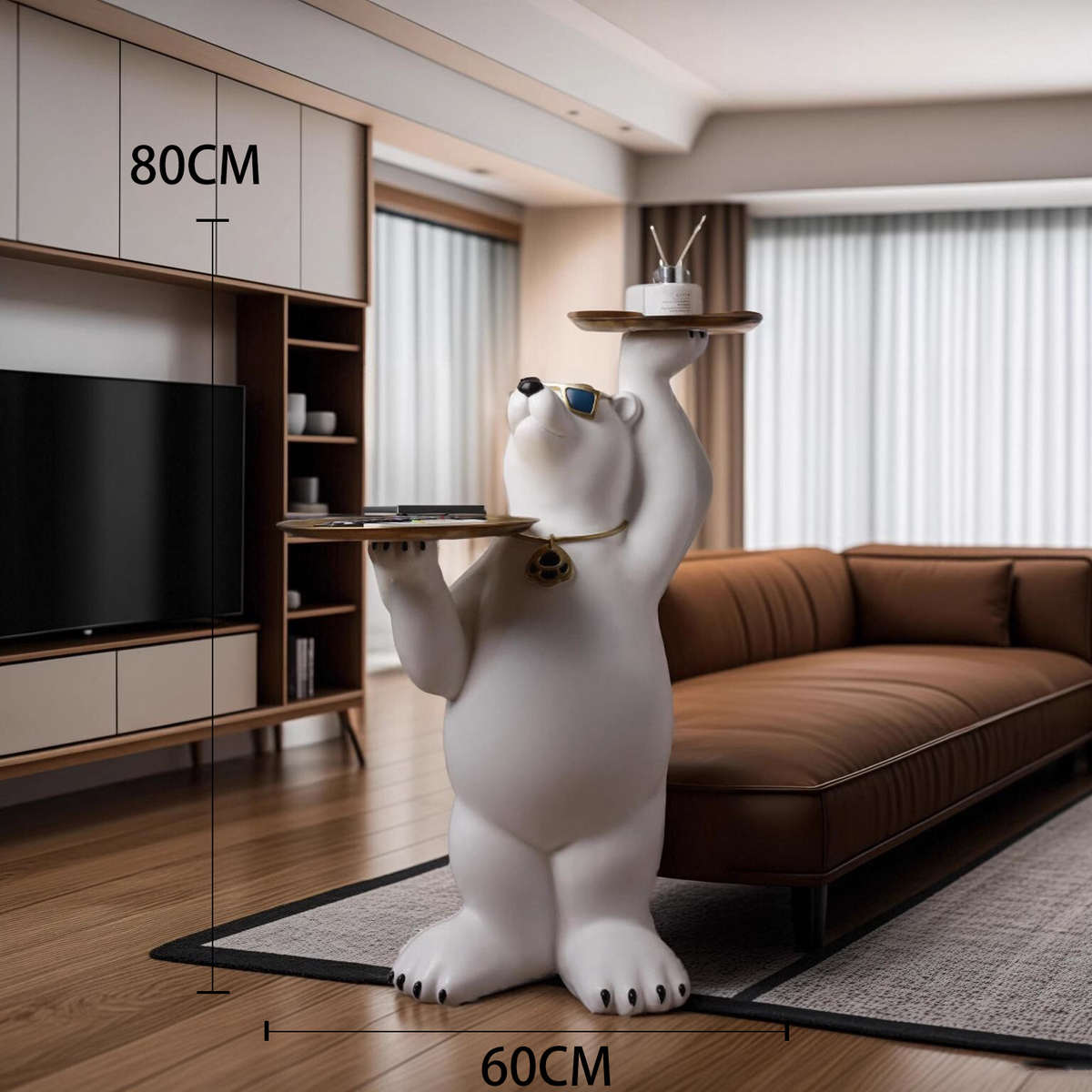 直播间背景大型落地暴力熊底座托盘摆件电视柜沙发旁边客厅置物架