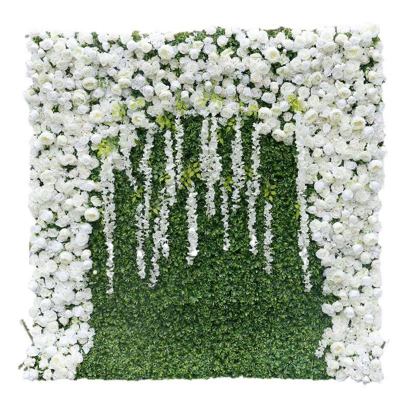 高端布底仿真花墙背景墙绿植墙婚礼婚庆户外装饰植物墙假花草坪