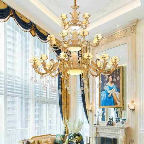 欧式奢华水晶灯自建房别墅复式楼中楼商场酒店大吊灯客厅多层吊灯