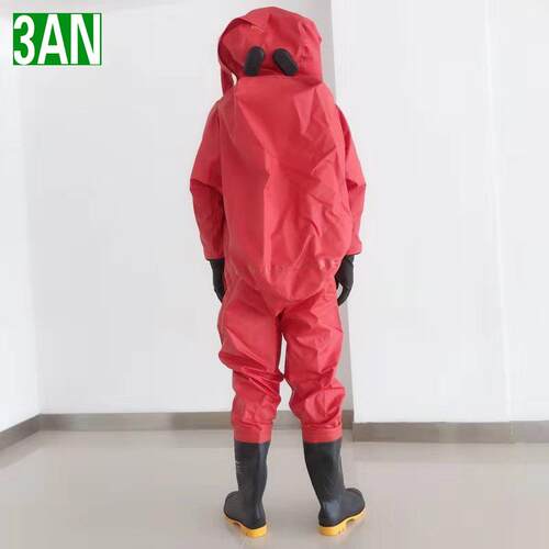 山东销售供应重型全封闭防化服黄红两色连体液氮双密封耐酸碱