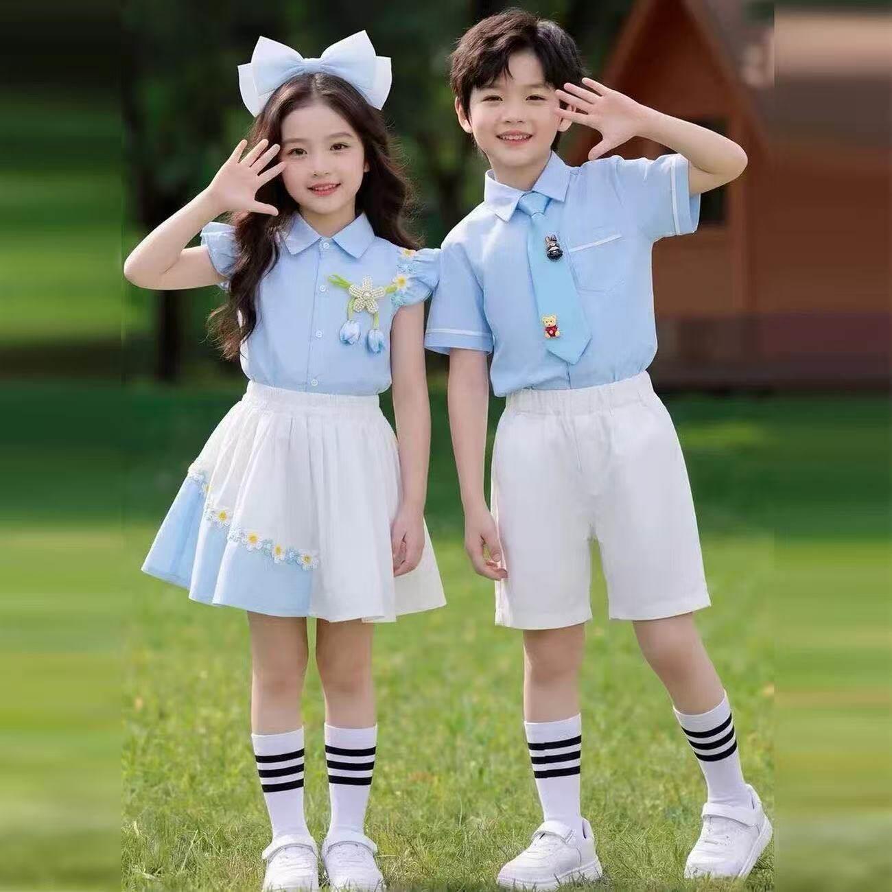 幼儿园大班毕业拍照服小学生英伦学院风衬衫款班服儿童合唱演出服