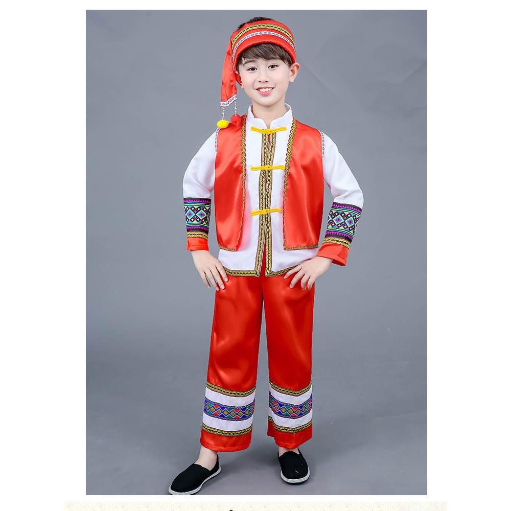 高档服新款儿童仡男佬族民族装女童装幼蹈儿园仡佬族舞演出服饰竹