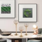 欧式 迷你水晶烛台餐桌复古浪漫烛光晚餐三件套婚礼金色烛台摆件