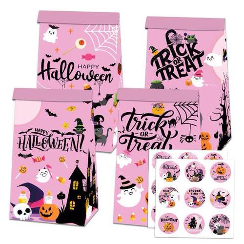 Halloween candy treats paper bag closures sticker party万圣