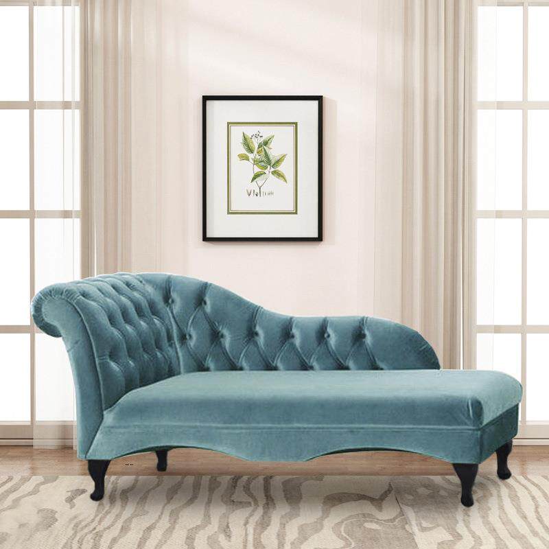 美式布艺贵妃椅小户型卧室休闲美人榻小型沙发单人实木贵妃榻躺椅