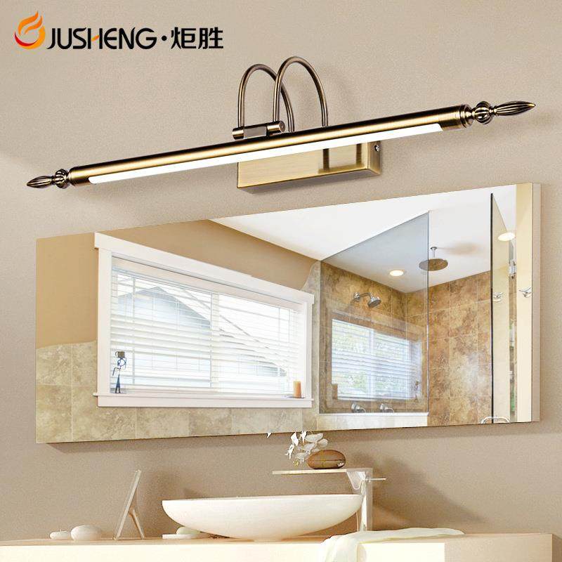 炬胜美式镜前灯LED复古铜欧式浴室镜子灯卫生间防水画前镜柜灯具