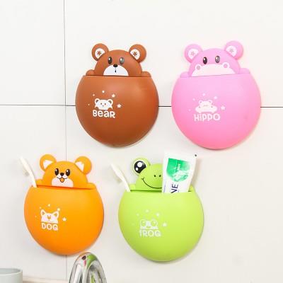 吸盘牙刷置物架卫生间浴室卡通牙具架壁挂牙刷筒吸壁式梳子收纳盒