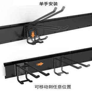 花园工具组织器壁挂架浸塑挂钩 车库槽板挂钩 重型工具铲子壁挂式
