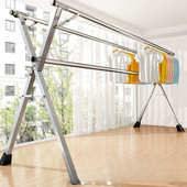 晒衣架室内外阳台晾衣杆晒被神器 不锈钢晾衣架落地立式 活动中