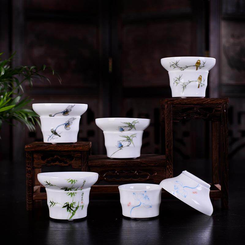 高白青花瓷茶漏过滤网创意陶瓷功夫茶具茶滤器