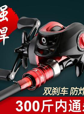 热款鱼竿红色路亚竿套装ML调枪柄水滴轮直柄纺车轮路亚杆