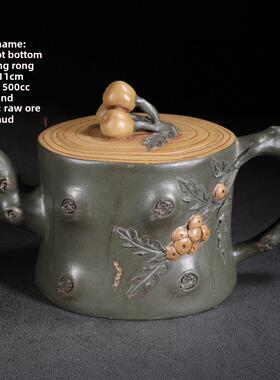 宜兴紫砂原矿老壶名家底款全手工绘制树桩灵猴壶家用原砂泥泡茶壶