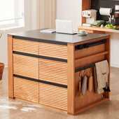 收纳板带餐厅实木 多功能抽屉柜岩岛吧台台储物柜 北欧客厅家用