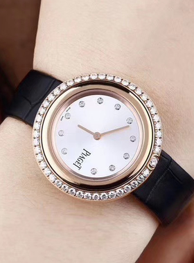 98新34mm伯爵POSSESSION系列18k玫瑰金G0A43092石英女表原镶钻