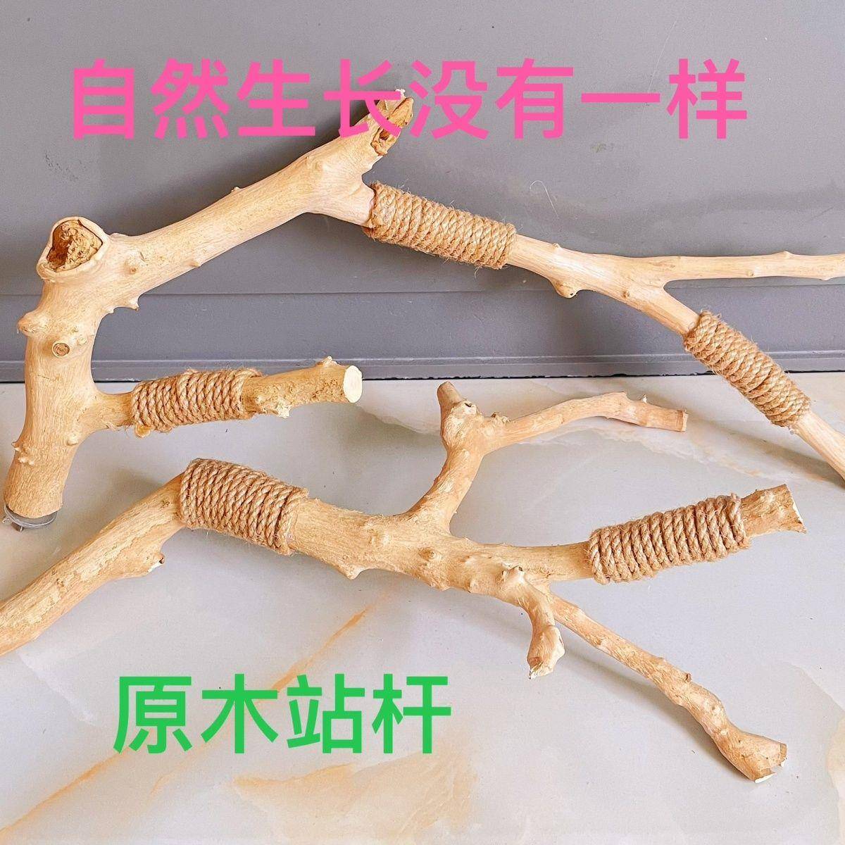 原木酸枝站杆八哥鸟笼站棍木站杆原生态天然树枝站杆