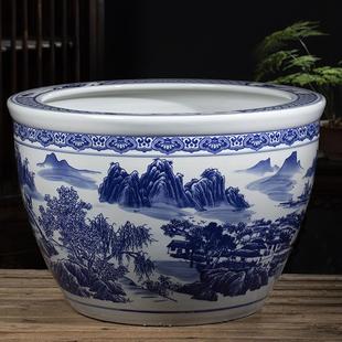 正品 大型陶瓷景流陶水喷泉鱼缸缸罐水循环造古法鱼客厅阳台落地大