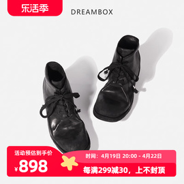 dreambox钧博女靴高档轻奢马皮英伦百搭短靴复古厚底手工马丁靴潮